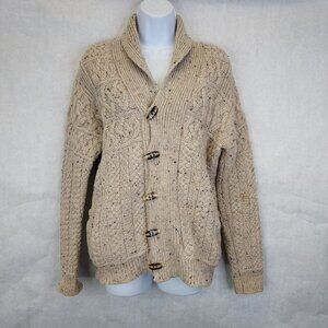Aran Crafts Irish Wool Cardigan Sweater Men's S Shawl Collar Grandpa Fisherman